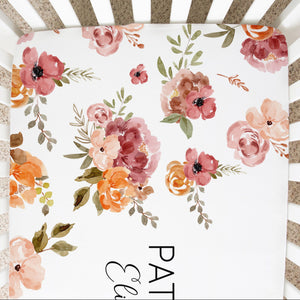Custom Crib Sheet - Floral Baby Bedding with Soft Breathable Fabric | Durable Snug Fit