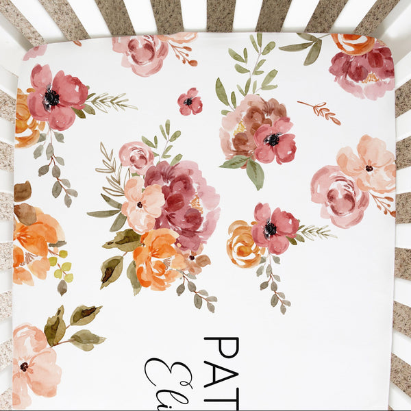 Custom Crib Sheet - Floral Baby Bedding with Soft Breathable Fabric | Durable Snug Fit