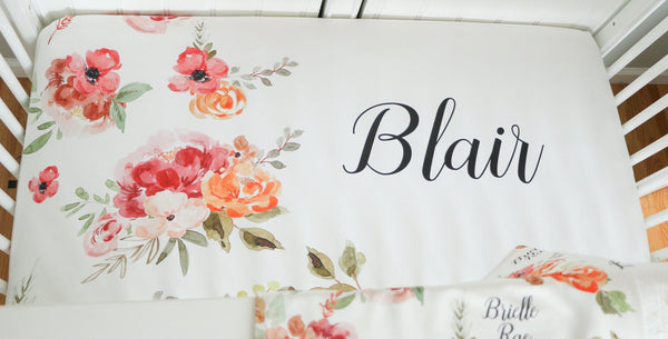 Custom Crib Sheet - Floral Baby Bedding with Soft Breathable Fabric | Durable Snug Fit