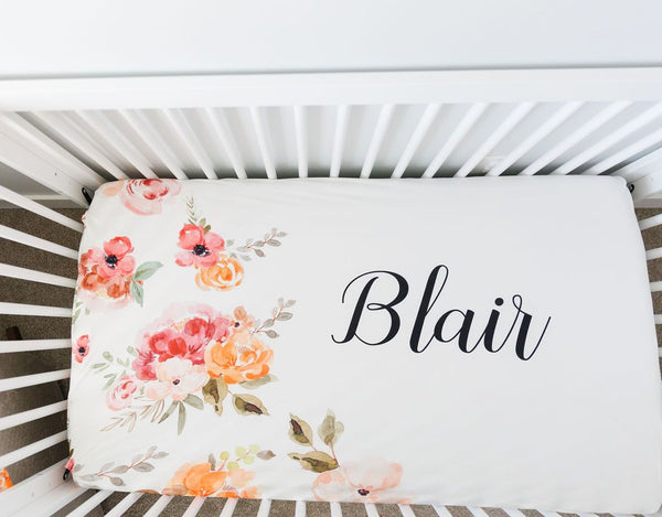 Custom Crib Sheet - Floral Baby Bedding with Soft Breathable Fabric | Durable Snug Fit