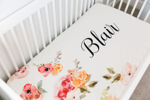 Custom Crib Sheet - Floral Baby Bedding with Soft Breathable Fabric | Durable Snug Fit
