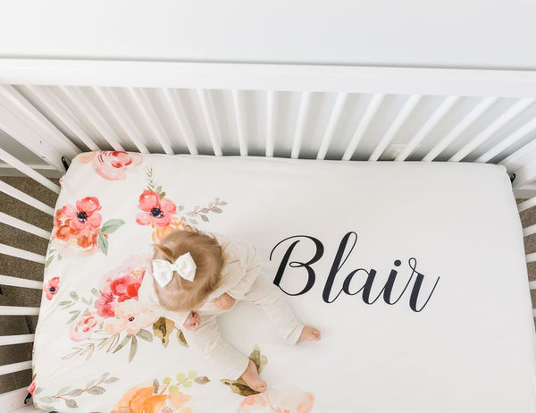 Custom Crib Sheet - Floral Baby Bedding with Soft Breathable Fabric | Durable Snug Fit