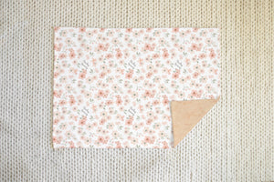 Personalized Baby Blanket - Peach Blossom Print Minky Fur Deluxe Gift