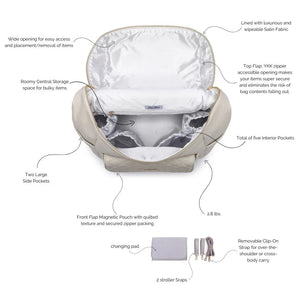 Signature Pearl White Diaper Bag, stylish and functional, shown from angle 2 for a detailed view.