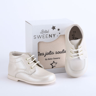 Baby Pearly Ivory Leather Walker Shoes - MOOGCO Baby