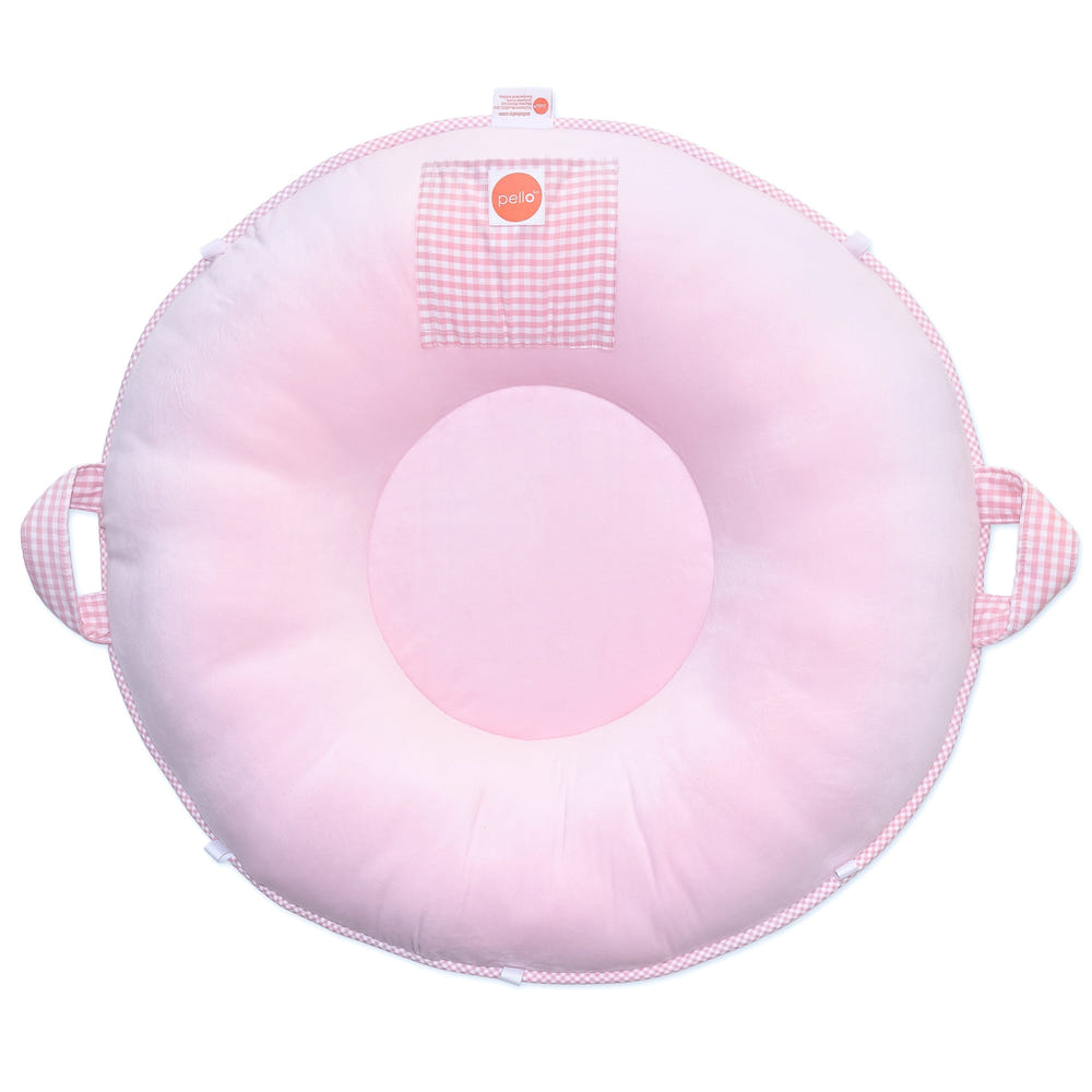 Sadie Light Pink Floor Cushion for babies, soft and stylish seating option for playtime and relaxation.