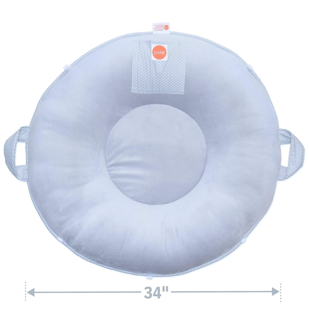 Serenity Light Gray Floor Cushion for babies, providing comfort and style for playtime or relaxation.