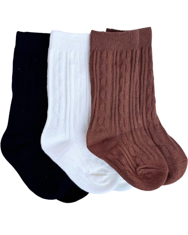 Pepper Knee-High Cable Knit Socks