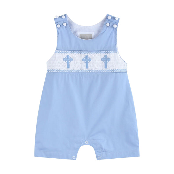 Periwinkle Blue Crosses Smocked Jon Jon