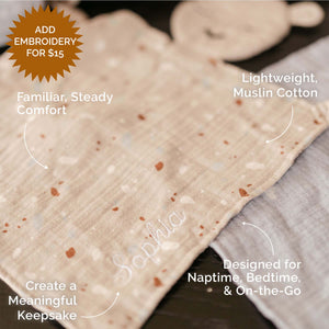 100% Muslin Lovey - Rosewood Checker