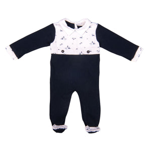 PETIT MARCEL | Boys Navy Blue Cotton All-in-One