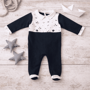 PETIT MARCEL | Boys Navy Blue Cotton All-in-One