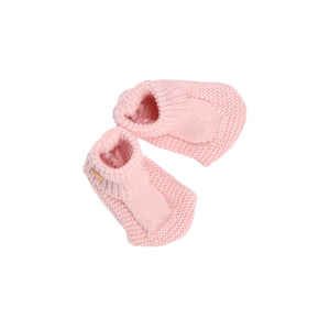 PETIT SWEENY | Girls Pink Organic Cotton Knit Booties - MOOGCO Baby