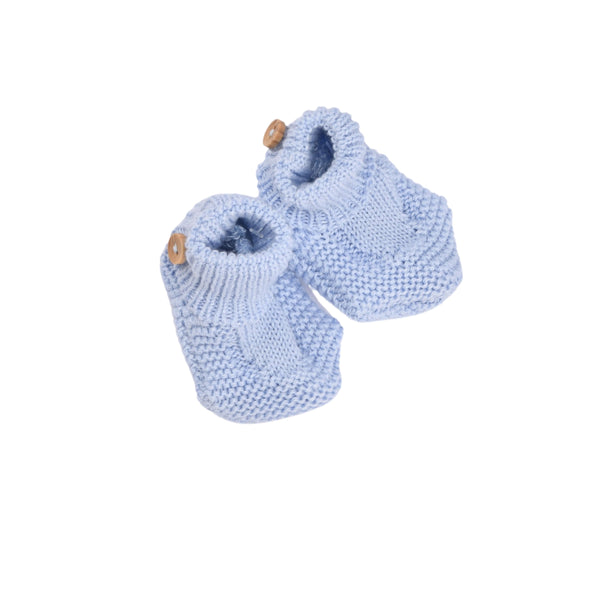 PETIT SWEENY | Boys Blue Organic Cotton Knit Booties - MOOGCO Baby