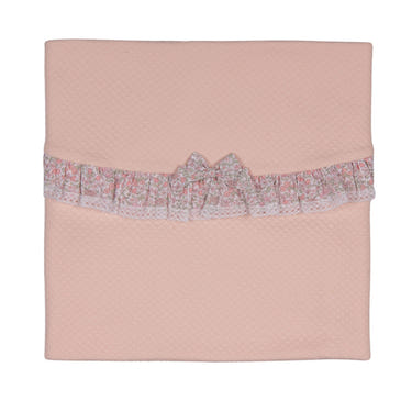 PETITE FLEUR Baby Girls Pink Quilted Cotton Floral Blanket 82cm - Soft and stylish nursery essential.
