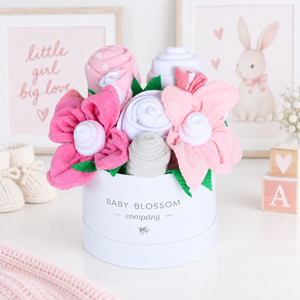 Baby Blossom Company Pink Hatbox Bouquet Petite baby gift set