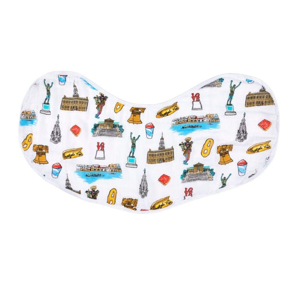 Gift Set: Philadelphia Baby Muslin Swaddle Blanket and Burp Cloth/Bib Combo Newborn Essentials for Feeding and Comfort