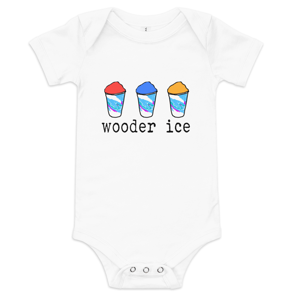 Philly Wooder Ice baby onesie in short sleeve, perfect for summer fun and comfort.