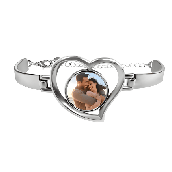 Custom Photo Heart Bracelet – Personalized Picture Bangle