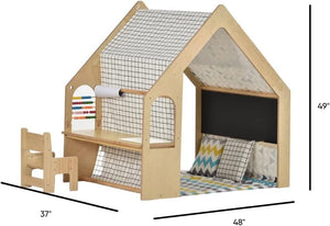 Colorful Flair Playhouse & Sensory Desk for indoor play, showcasing vibrant design from angle 8.