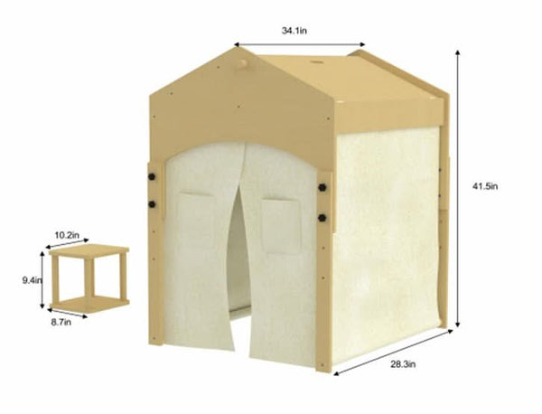 Ash Tent & Desk Set for kids, featuring a playful design, perfect for imaginative play and study. Angle 3 view.