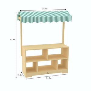 Holly Wooden Market Stand for kids - indoor pretend play shop and display shelf, angle view 5.