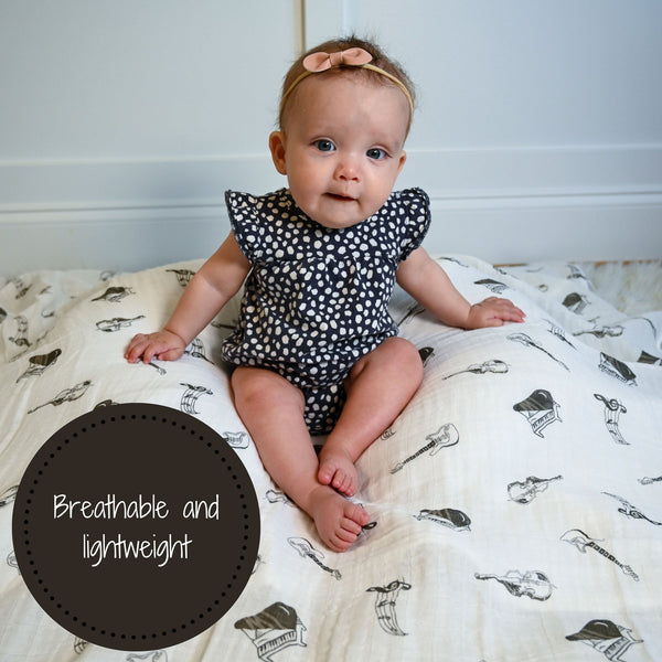 Chello There Baby Muslin Music Swaddle Blanket - MOOGCO Baby