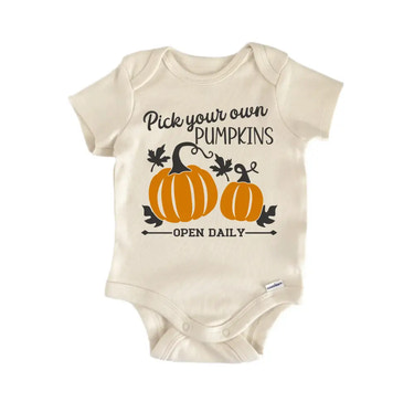 Pick Your Own Pumpkins Fall - Baby Boy Girl Clothes Bodysuit Funny Cute Baby Bodysuit