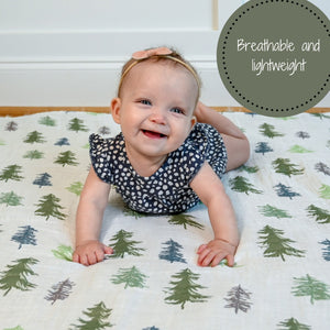 Pine Tree Baby Muslin Swaddle Blanket