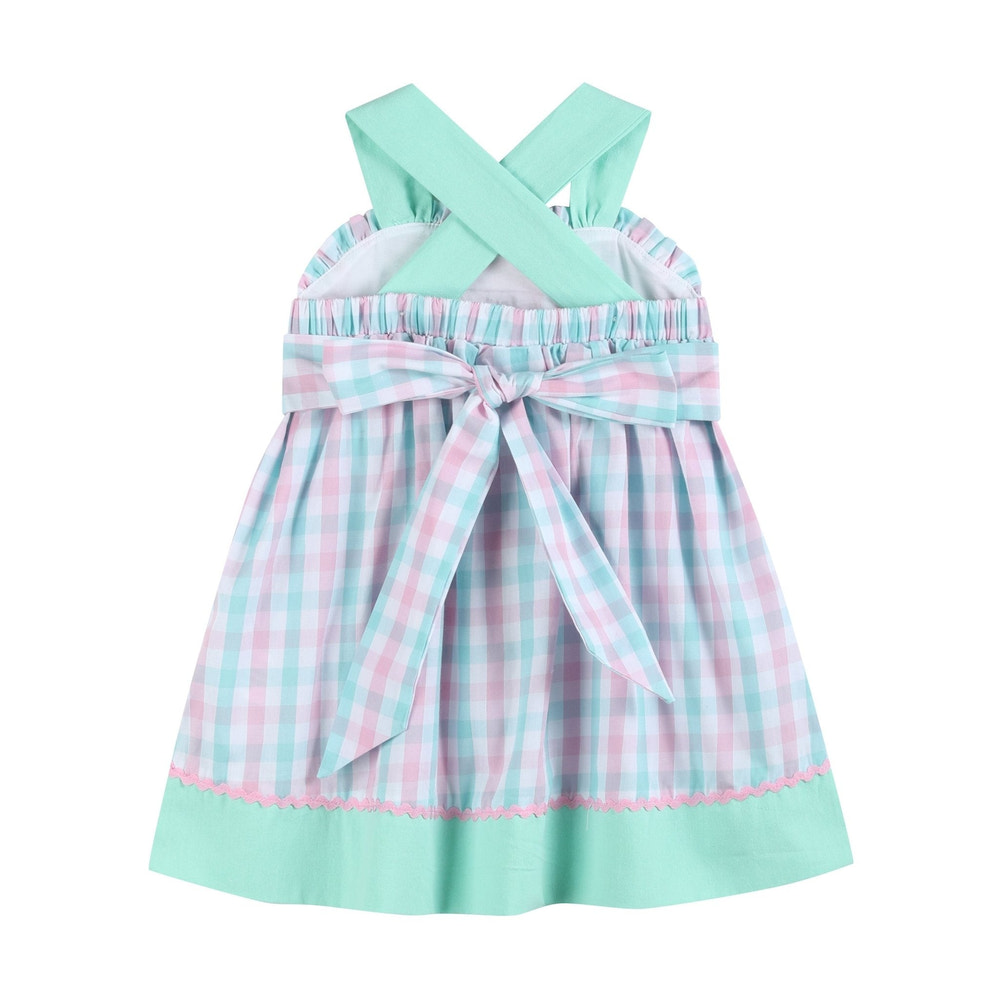 Pink and Aqua Seashell Smocked Sundress