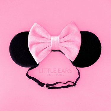 Pink and Black Velvet Elastic Ears