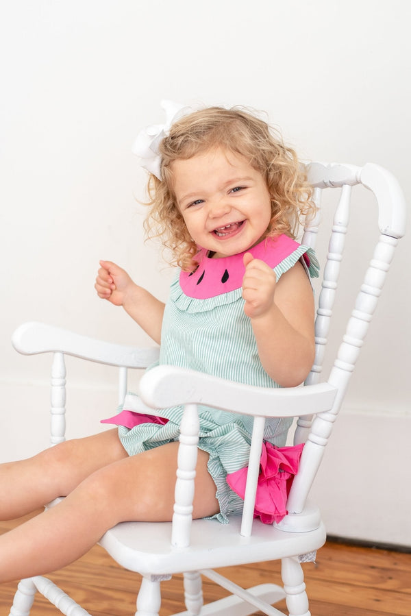 Pink and Green Watermelon Top and Ruffle Bloomer Set