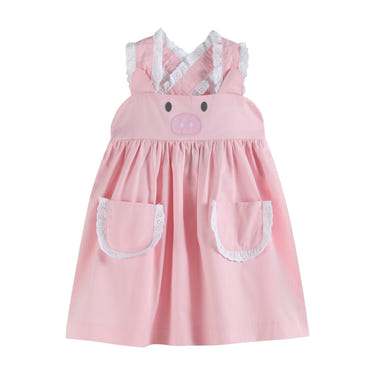 Pink and lace piggy dress for babies, perfect for special occasions and everyday wear.