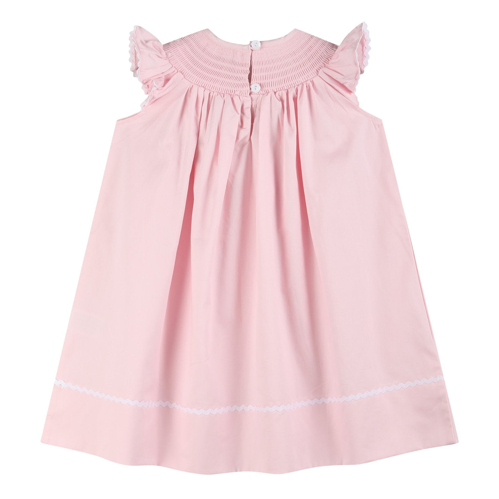 Pink and White Bows Smocked Bishop Dress