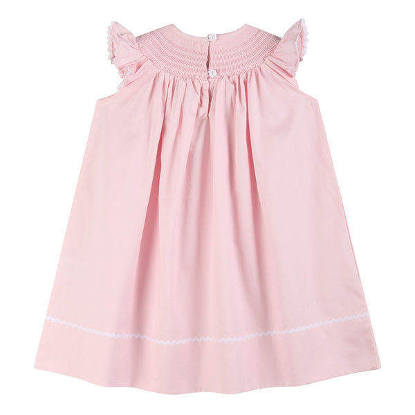 Pink and White Bows Smocked Bishop Dress