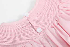 Pink and White Bows Smocked Bishop Dress