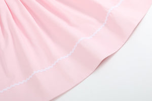 Pink and White Bows Smocked Bishop Dress