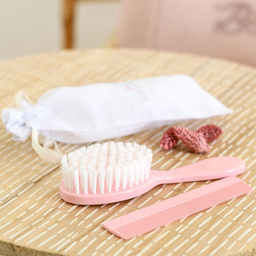 Pink Baby Hairbrush & Comb Set | Made in France - MOOGCO Baby