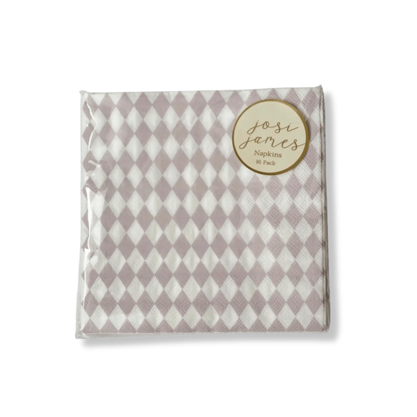 Pink Bavarian Check Large Disposable Paper Napkins (16pcs)