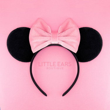 Pink Bow & Black Velvet Mickey Ears