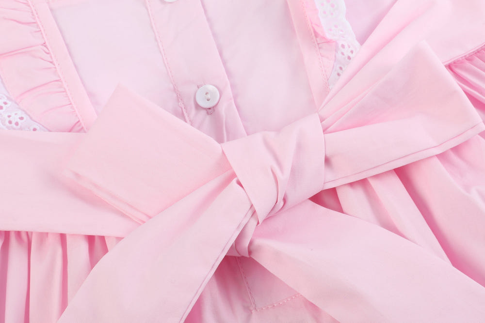 Pink Bunny Ruffle Shoulder Dress for babies, featuring cute ruffles and a playful design. Perfect for any occasion.