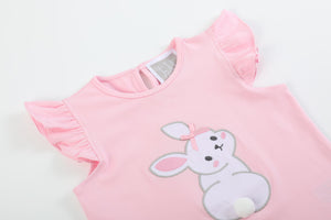Pink Bunny T-Shirt and Shorts Set for babies, displayed at angle 4, perfect for playful and stylish outfits.