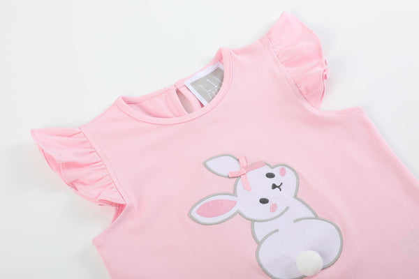 Pink Bunny T-Shirt and Shorts Set for babies, displayed at angle 4, perfect for playful and stylish outfits.