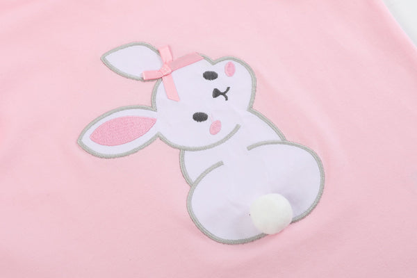 Pink bunny T-shirt and shorts set for babies, displayed at angle 3, perfect for playful and stylish outfits.