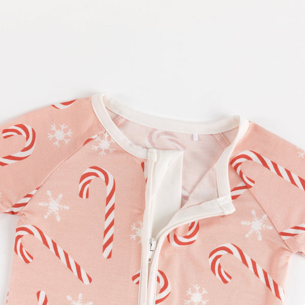 Pink Candy Cane (Convertible Zip Footies)