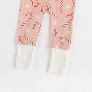 Pink Candy Cane (Convertible Zip Footies)