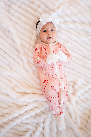 Pink Candy Cane (Convertible Zip Footies)