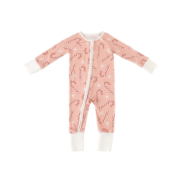 Pink Candy Cane (Convertible Zip Footies)