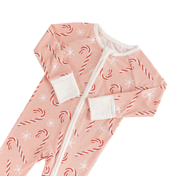 Pink Candy Cane (Convertible Zip Footies)