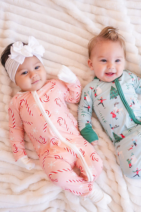 Pink Candy Cane (Convertible Zip Footies)